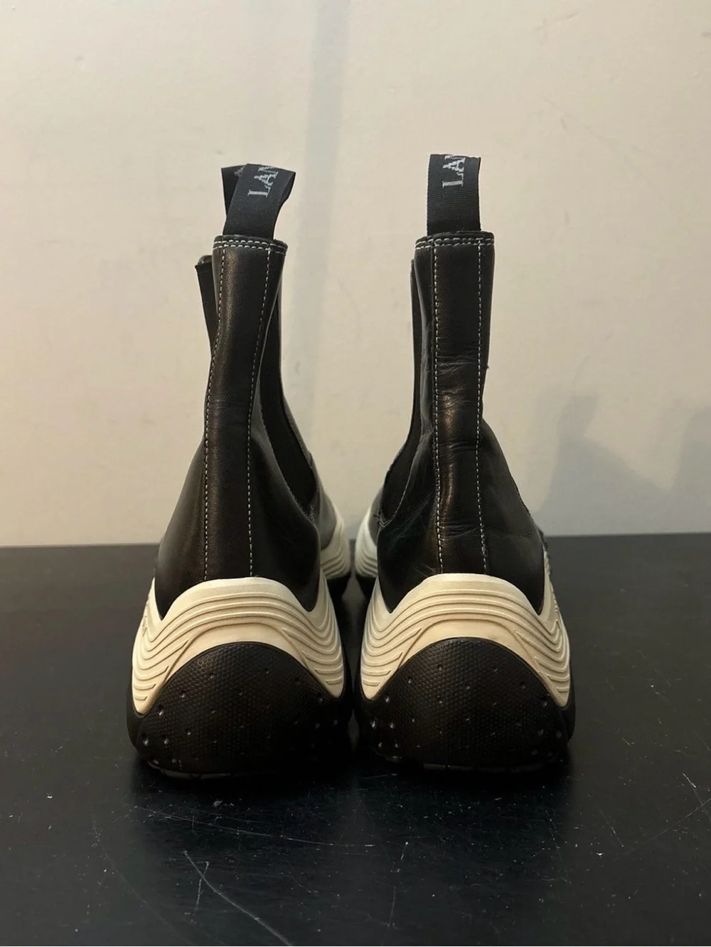 Lanvin Flash X Bold Leather Chelsea Boots Black White